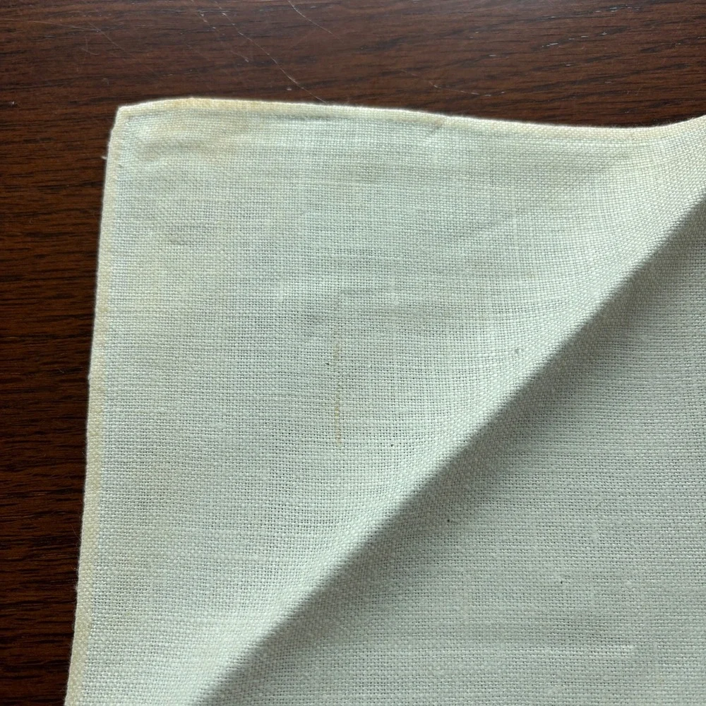 Vintage Linen Napkin Lot 12pc White Damask Cream Cutwork Floral Scalloped Edge